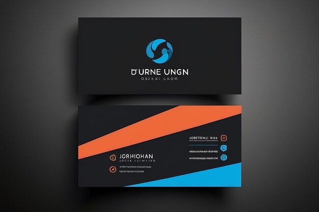 Photo colorful business card in modern style black and blue color business card template design