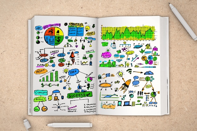 Colorful business plan on notebook