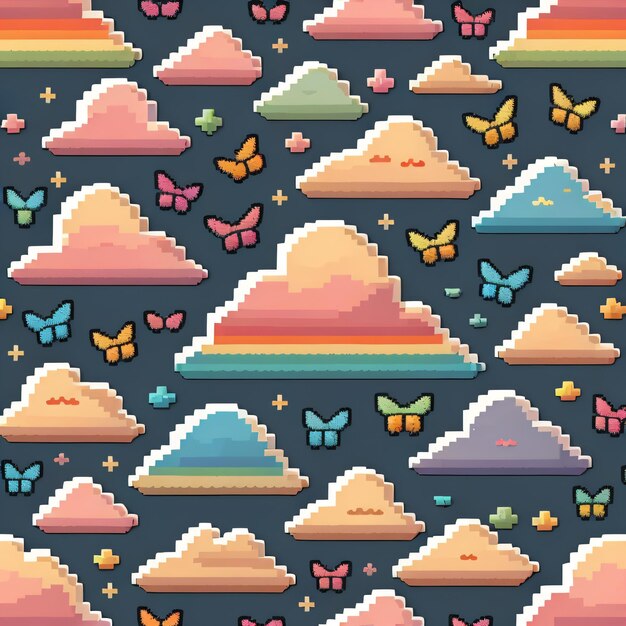 Colorful butterflies in the sky.