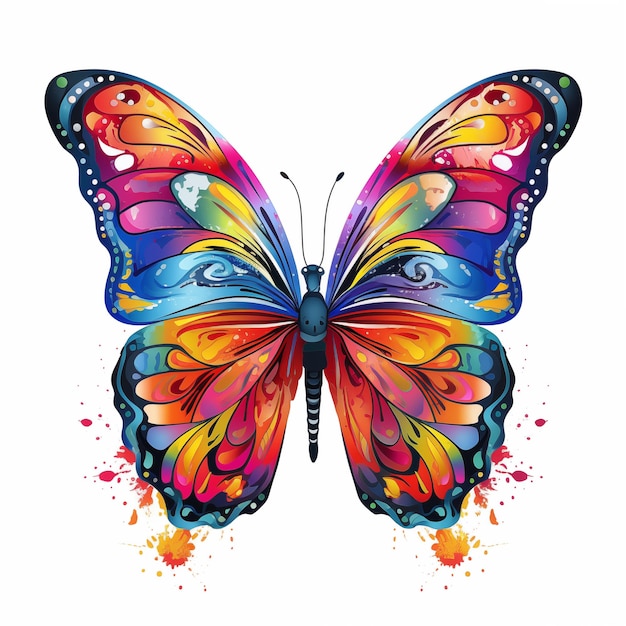 Photo colorful butterflies on white background created with generative ai technology