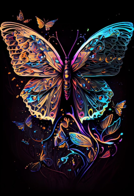 カラフルな蝶の抽象芸術の背景