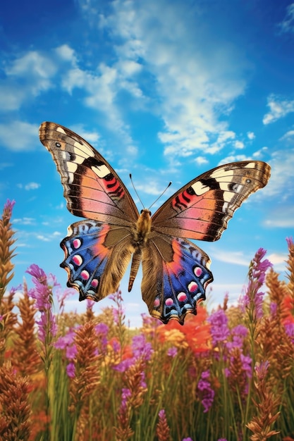 Premium AI Image  a butterfly and flowers by louis vuitton