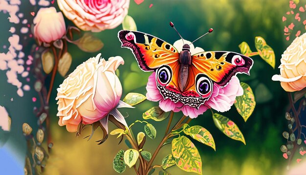 Красочная бабочка летит