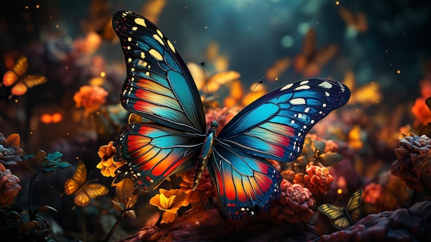 写真 カラフル な 蝶 の 庭