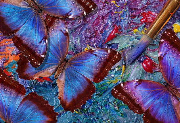 a colorful butterfly is on the ground with the word " i'm a butterfly " on it.