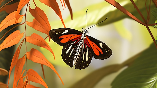 Colorful butterfly in nature 3D