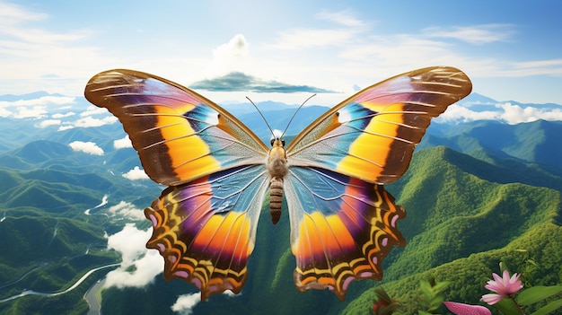 Colorful butterfly in nature 3D