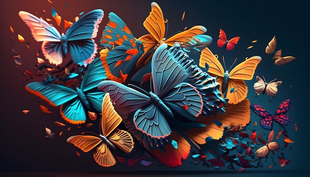 A colorful butterfly wallpaper with a lot of butterflies.