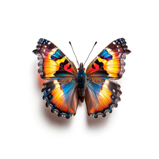 Colorful Butterfly on White Surface Generative AI