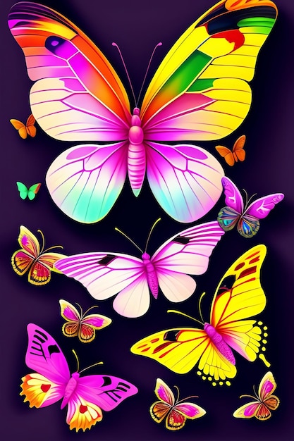 A colorful butterfly with a black background