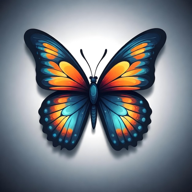 a colorful butterfly with blue and orange wings