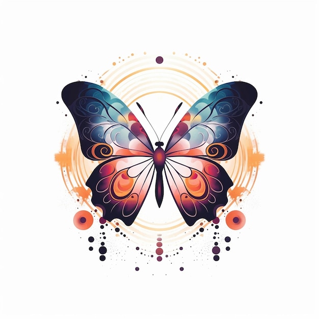 a colorful butterfly with a colorful design on the top of it.