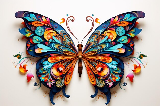 A Colorful Butterfly with Detailed Patterns Generative Ai