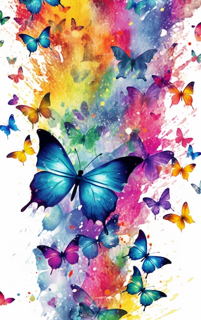 A colorful butterfly with a rainbow on it