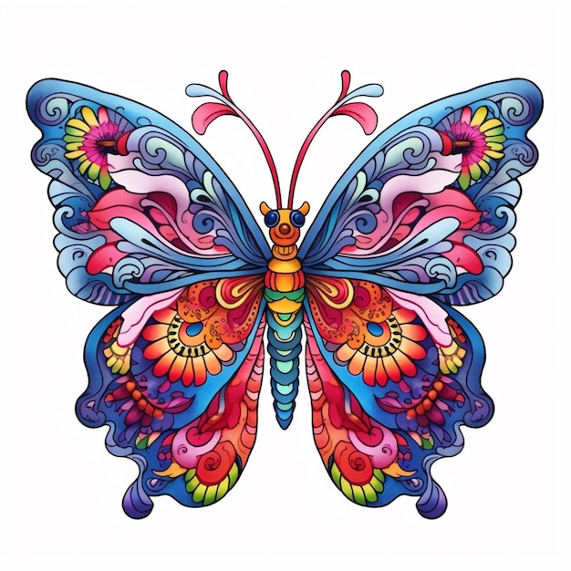 a colorful butterfly with swirls and swirls on its wings generative ai