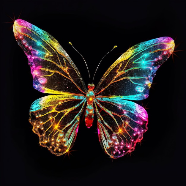 A colorful butterfly with the word butterfly on it