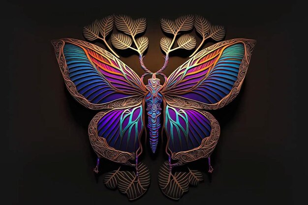 A colorful butterfly with the word butterfly on it
