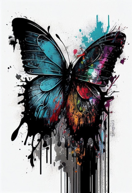 A colorful butterfly with the word butterfly on it