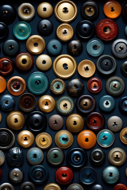 Colorful Buttons on a Black Surface