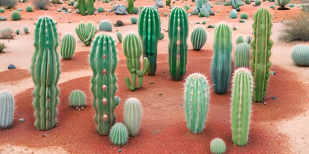 Фото Цветная кактусная сухая ландшафтная симметрия