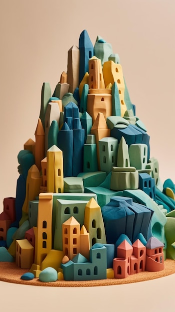 A colorful cake with a castle on it