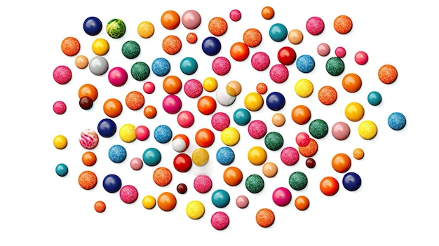 Colorful candies alone on a white backdrop