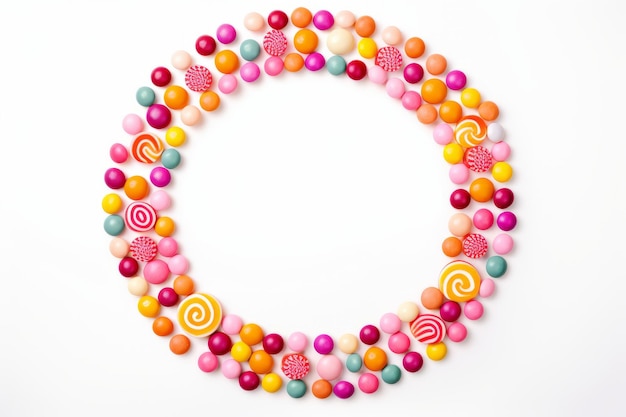  바탕 에 있는 원 모양 의 다채로운 사탕