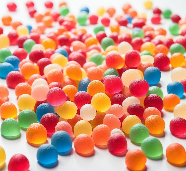 Colorful candies in a glass on a wooden background selective focus