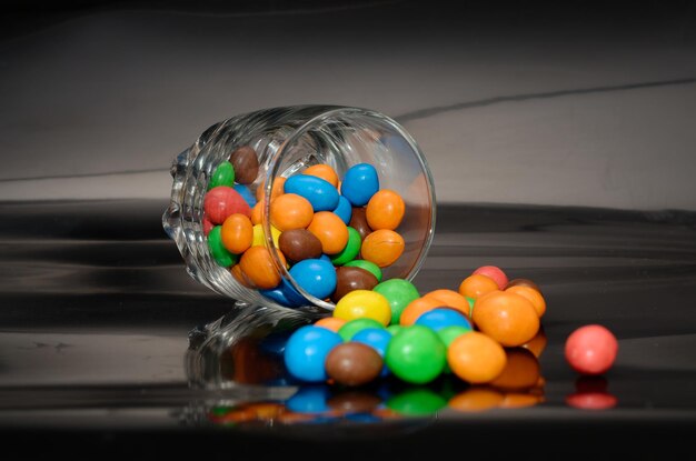 colorful candies in a glass