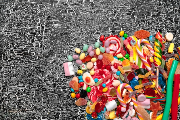 Colorful candies on old 