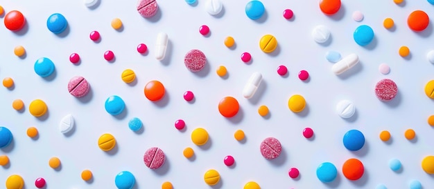 Colorful Candies Scattered on White Surface