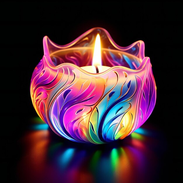 Colorful candle on black background