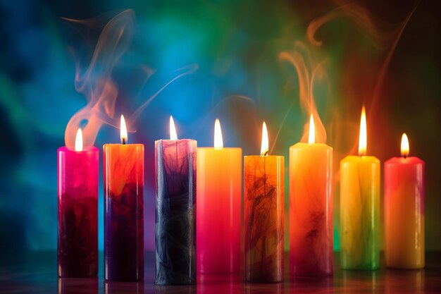 Colorful candle flame capturing the glow and subtle ai generated