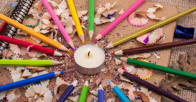 Colorful candle stick of three