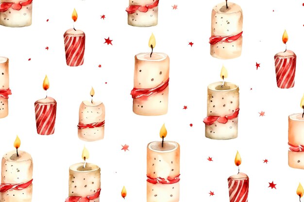 Colorful candles Christmas and New Year theme in watercolor style isolate on white