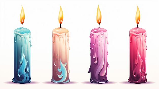 colorful candles illustration on white isolated background