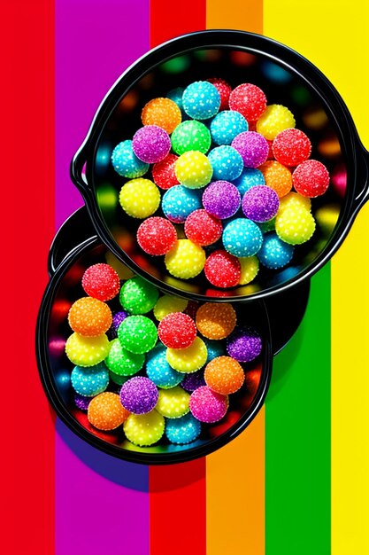 Photo colorful candy jelly beans rainbow candy snacks delicious snacks wallpaper background