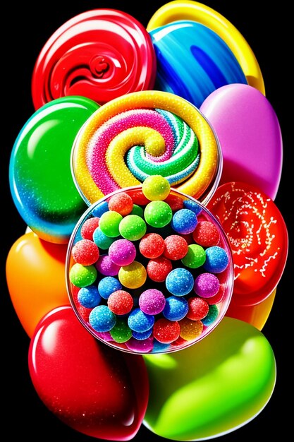 Photo colorful candy jelly beans rainbow candy snacks delicious snacks wallpaper background