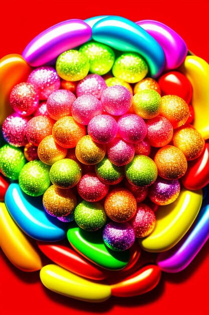 Photo colorful candy jelly beans rainbow candy snacks delicious snacks wallpaper background