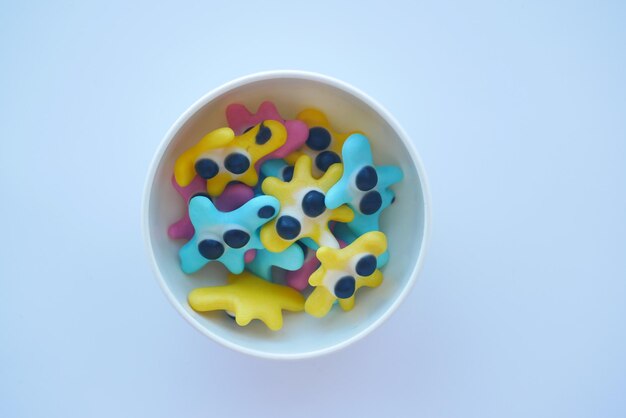 Colorful candy sweet jelly in a bowl on table