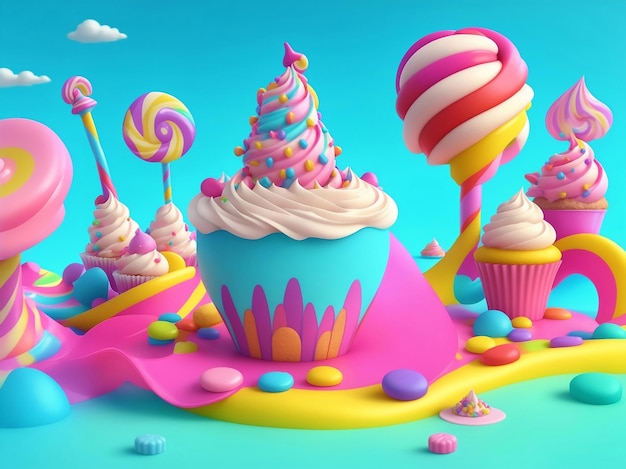 Цветный фон Candyland Генеративная Иллюстрация ИИ