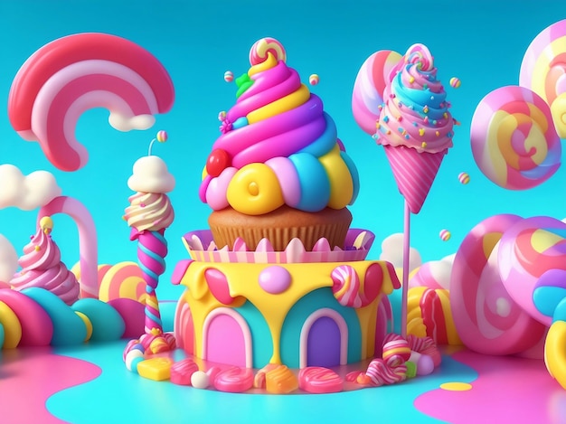Цветный фон Candyland Генеративная Иллюстрация ИИ