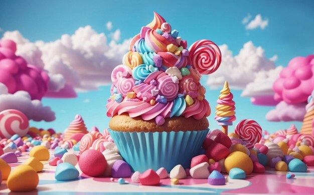 Красочный фон Candyland Генеративная Иллюстрация ИИ