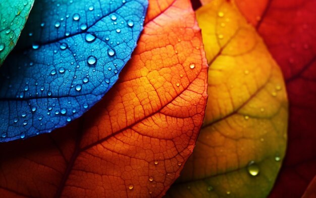 Photo colorful canopy autumn leaves with rainbow background wallpaper