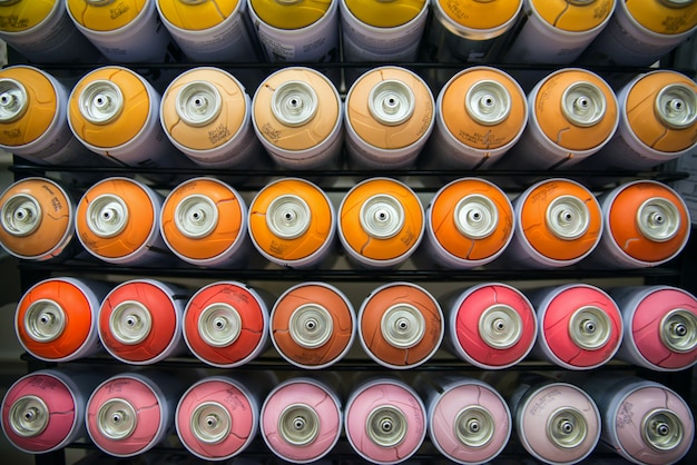 Colorful cans of paint