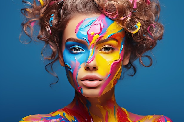 Premium AI Image  Colorful Canvas Captivating Beauty of a Fashion 