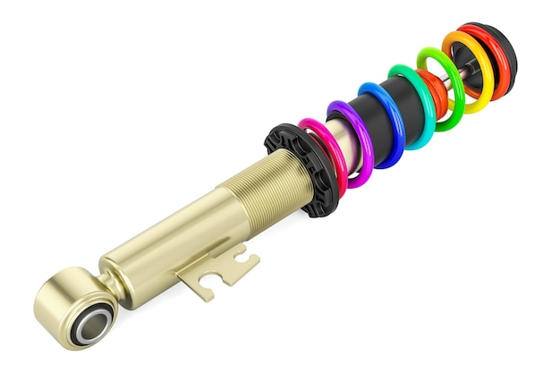 Photo colorful car shock absorber 3d rendering