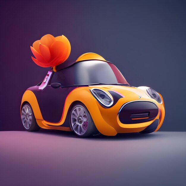 a colorful car with a flower on the top