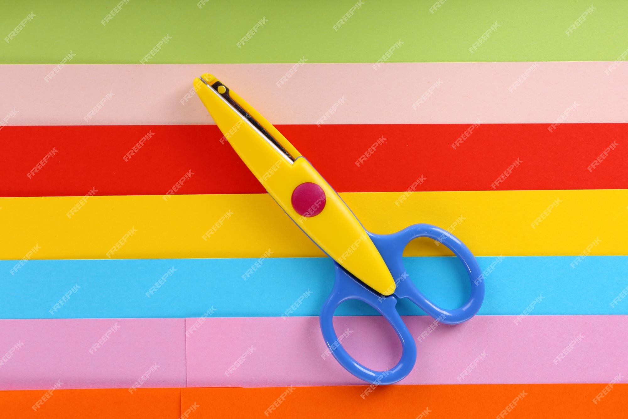 Colorful Cardboard Scissors Closeup Stock Photo 164680445