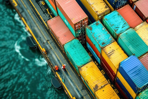 Colorful cargo containers on a dock interconnected world of maritime shipping and distribution Aeria